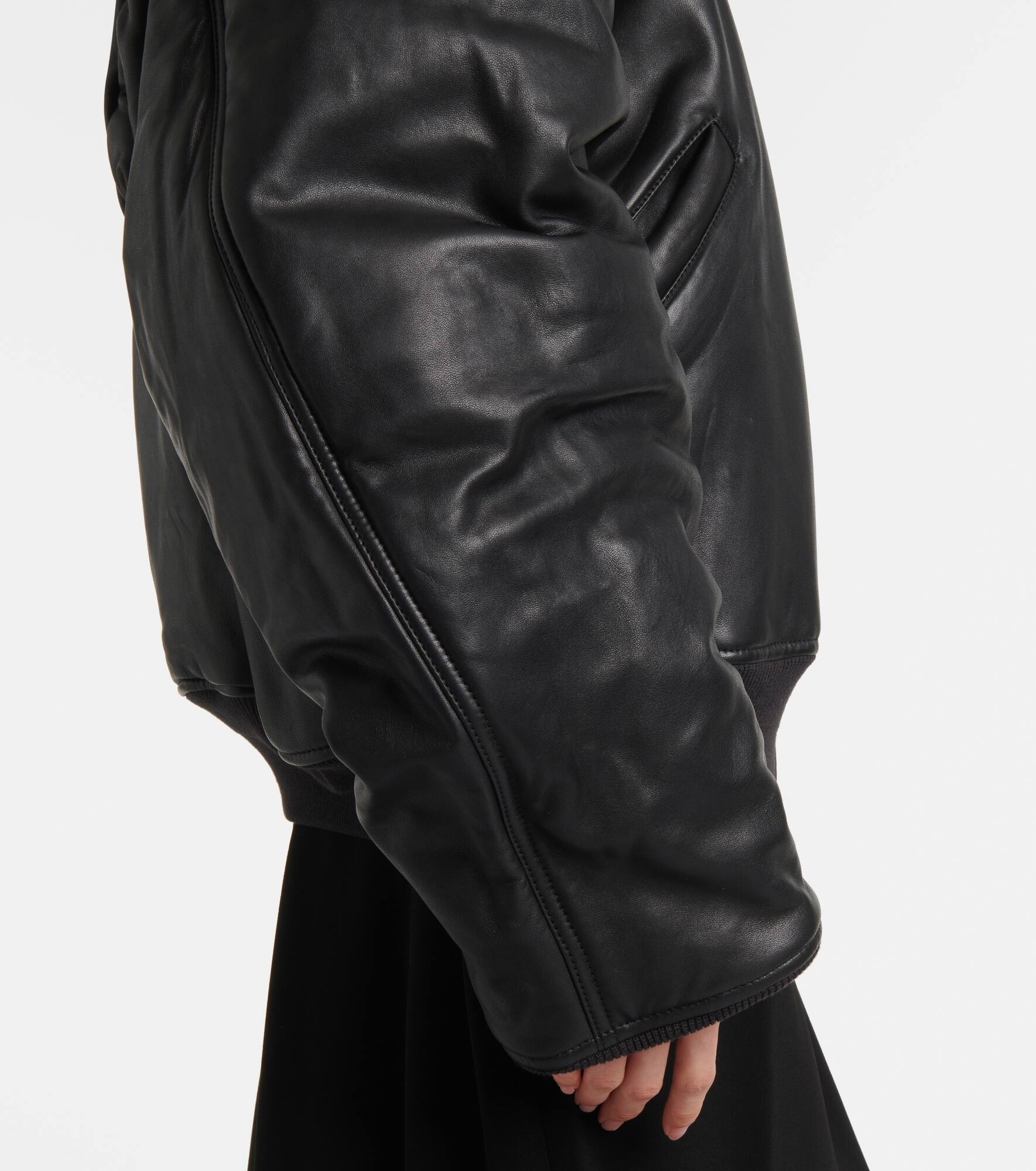 Leather bomber jacket - 5