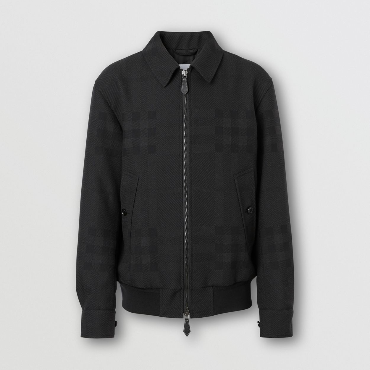 Check Wool Jacquard Harrington Jacket - 1