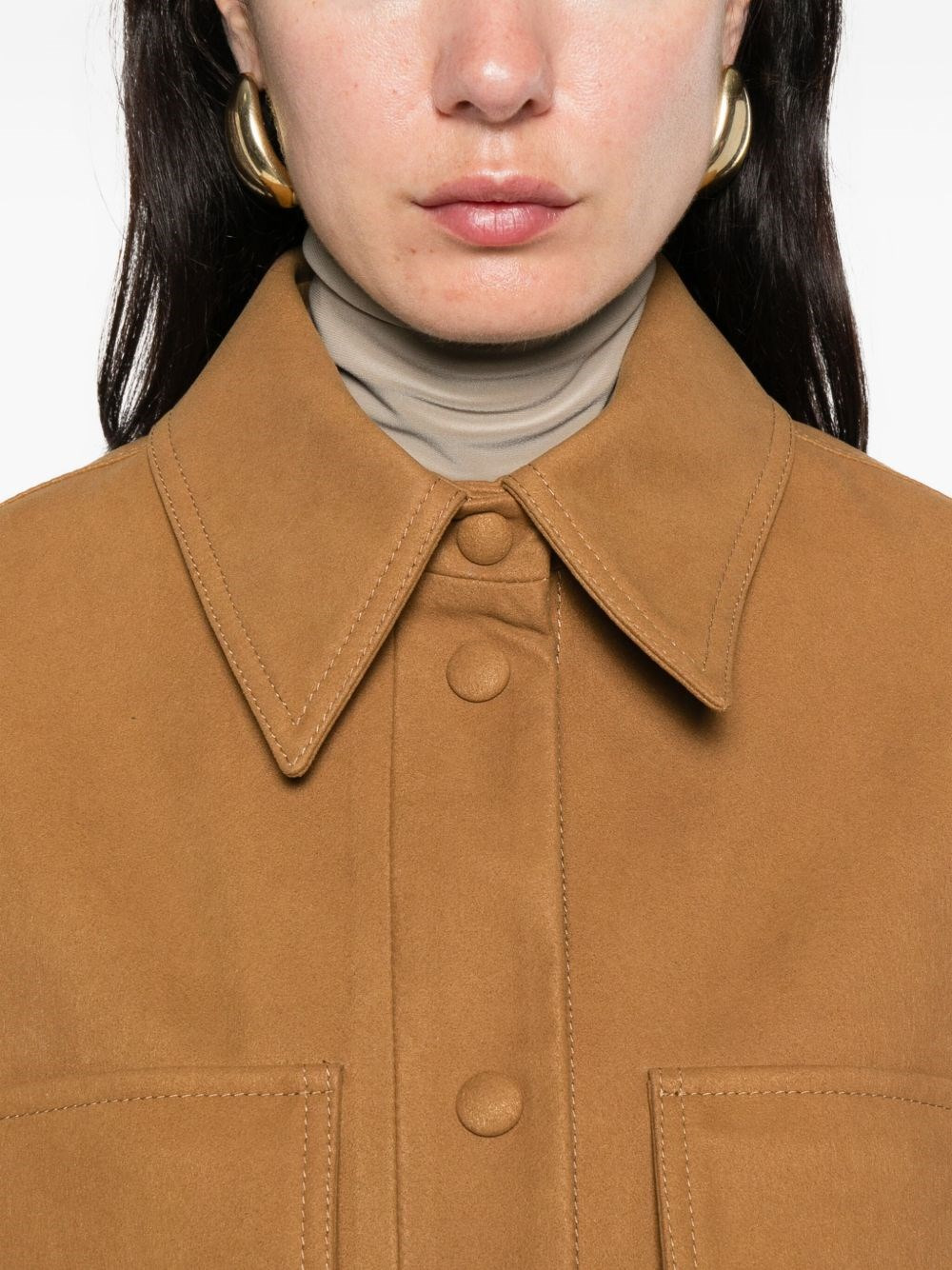 Faux suede leather overshirt - 5