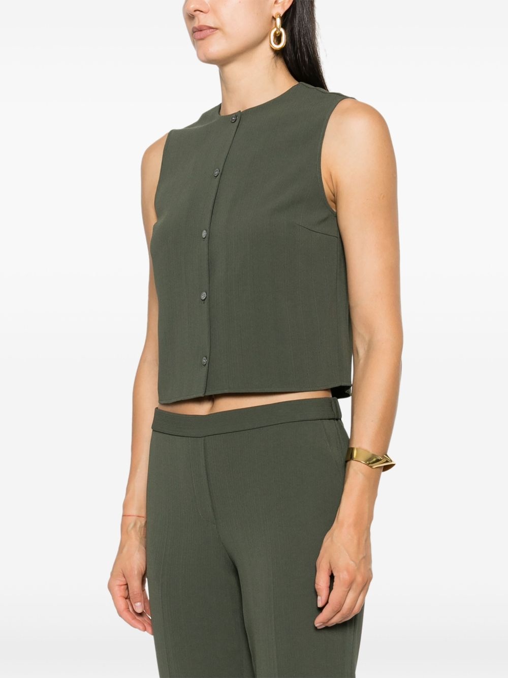striped crepe vest - 3
