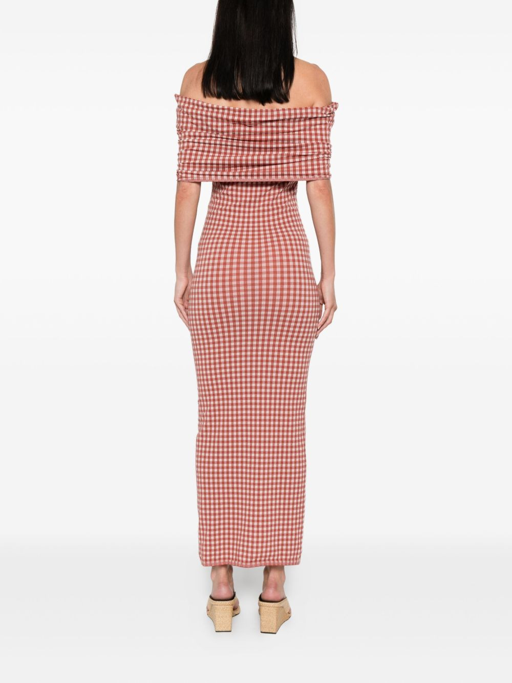 gingham knit maxi dress - 4