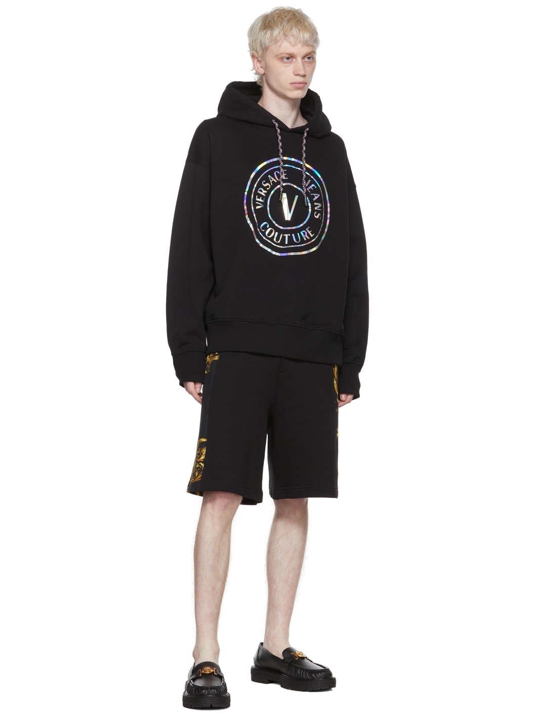 Black V-Emblem Hoodie - 4