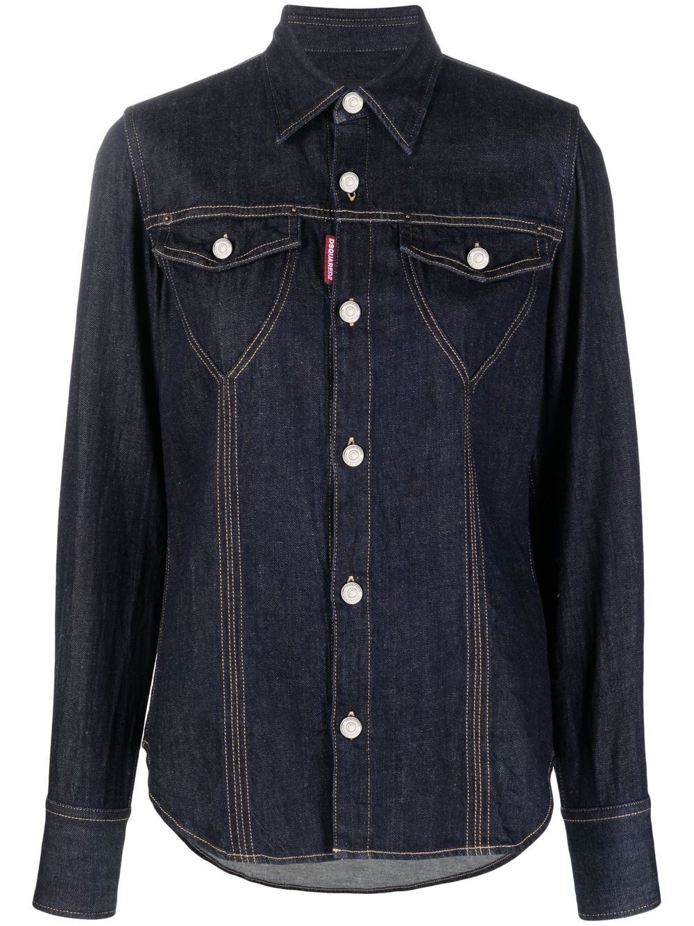 slim-cut denim shirt - 1