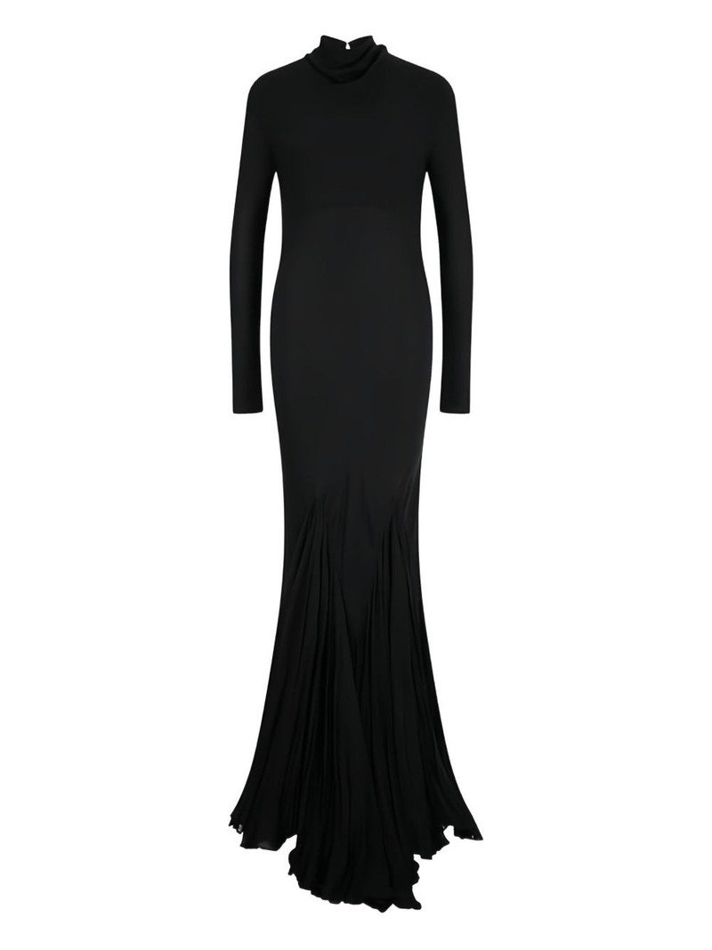pleated open-back silk dress 1