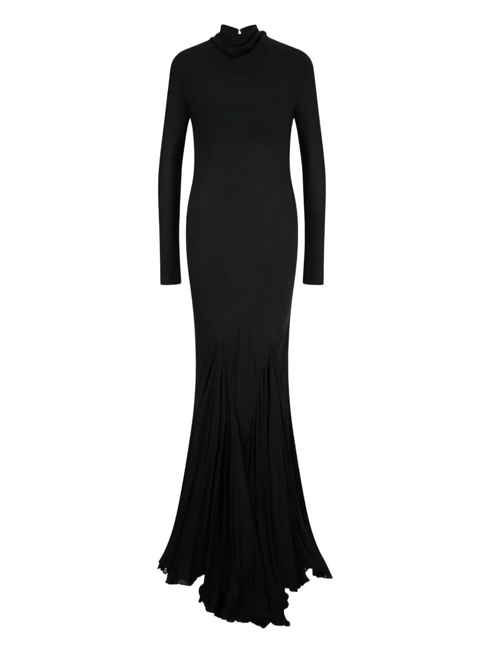 pleated open-back silk dress - 1