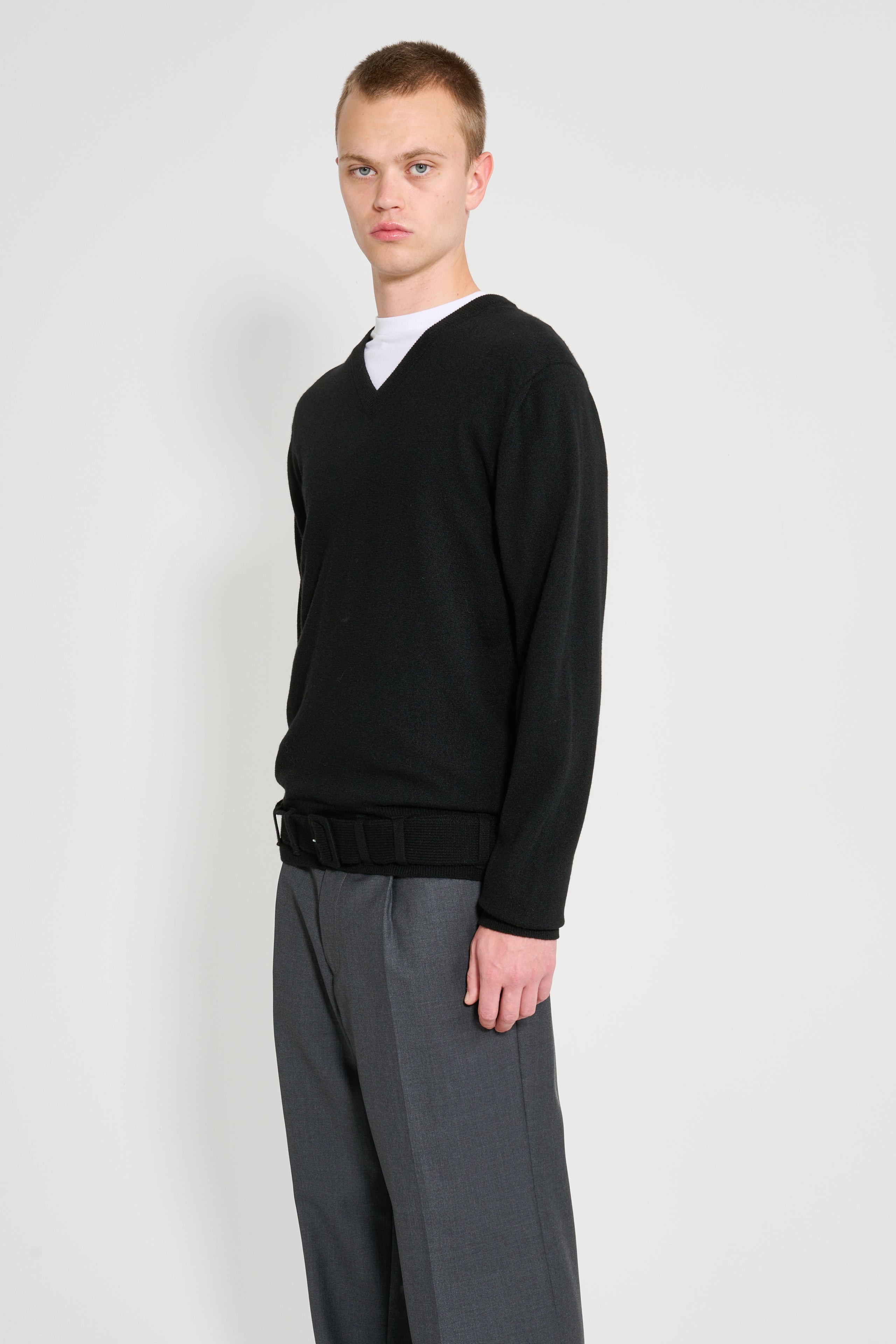 RANDOM IDENTITIES BELTED CASHMERE SWEATER KNIT BLACK - 2