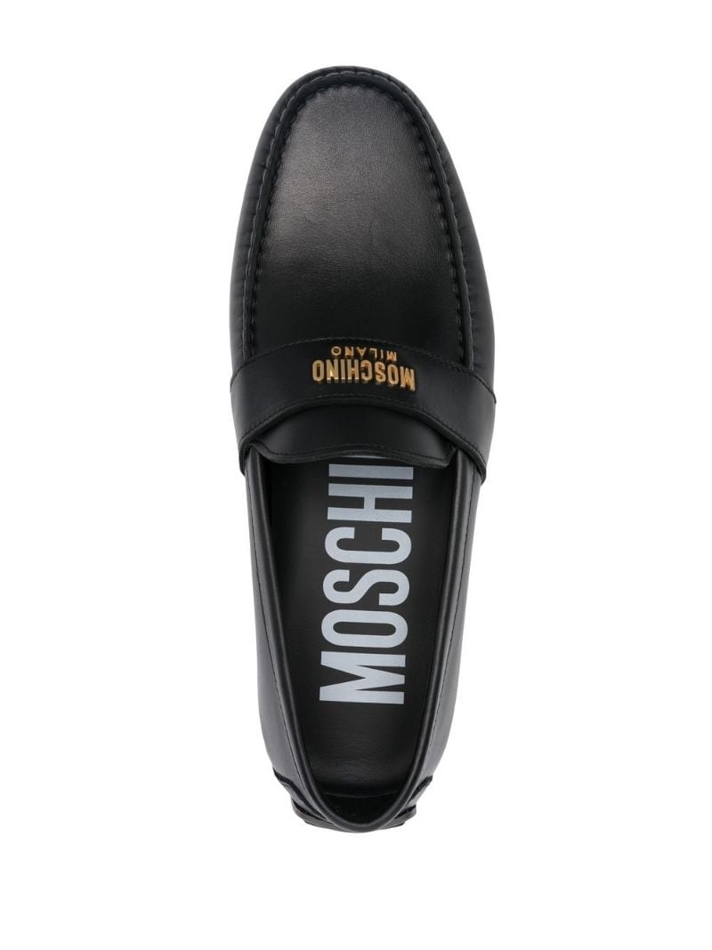 logo-plaque detail loafers - 4