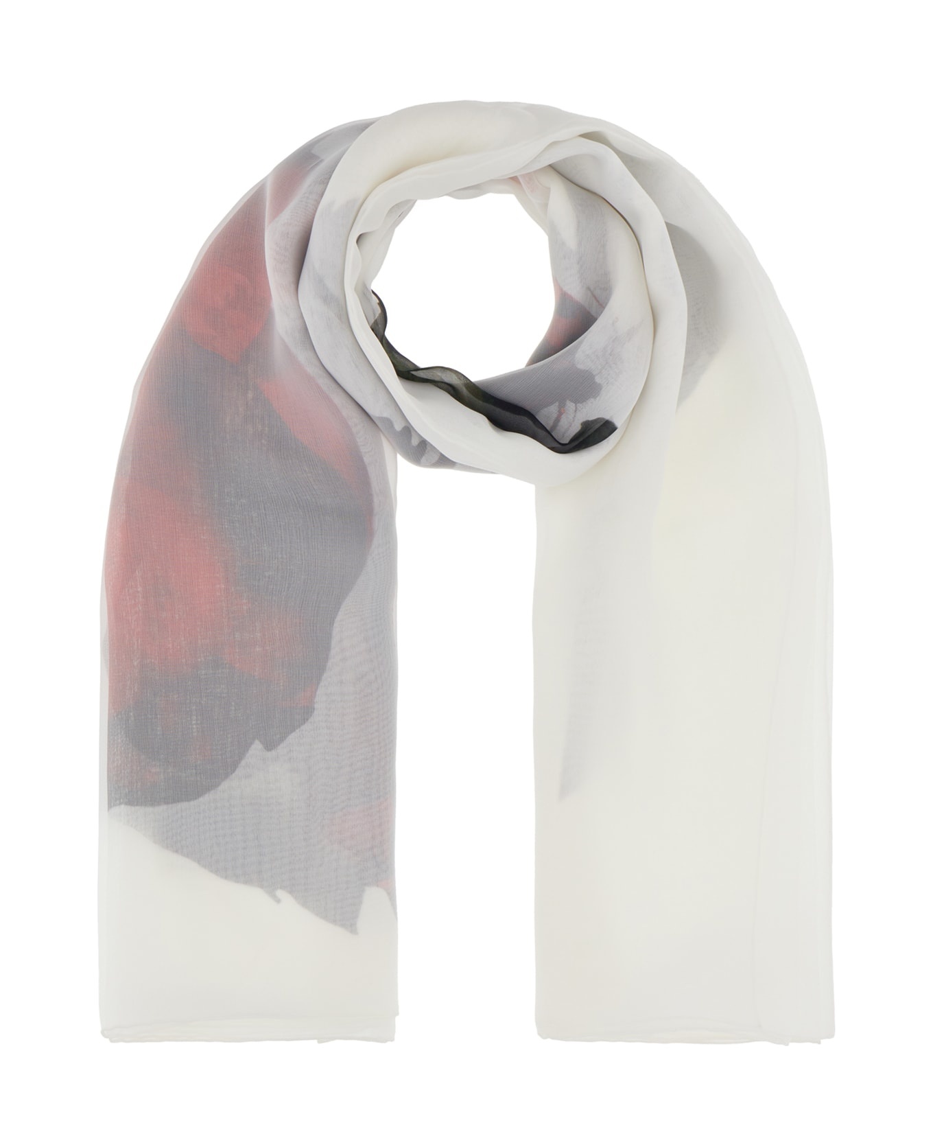 White Silk Scarf - 1