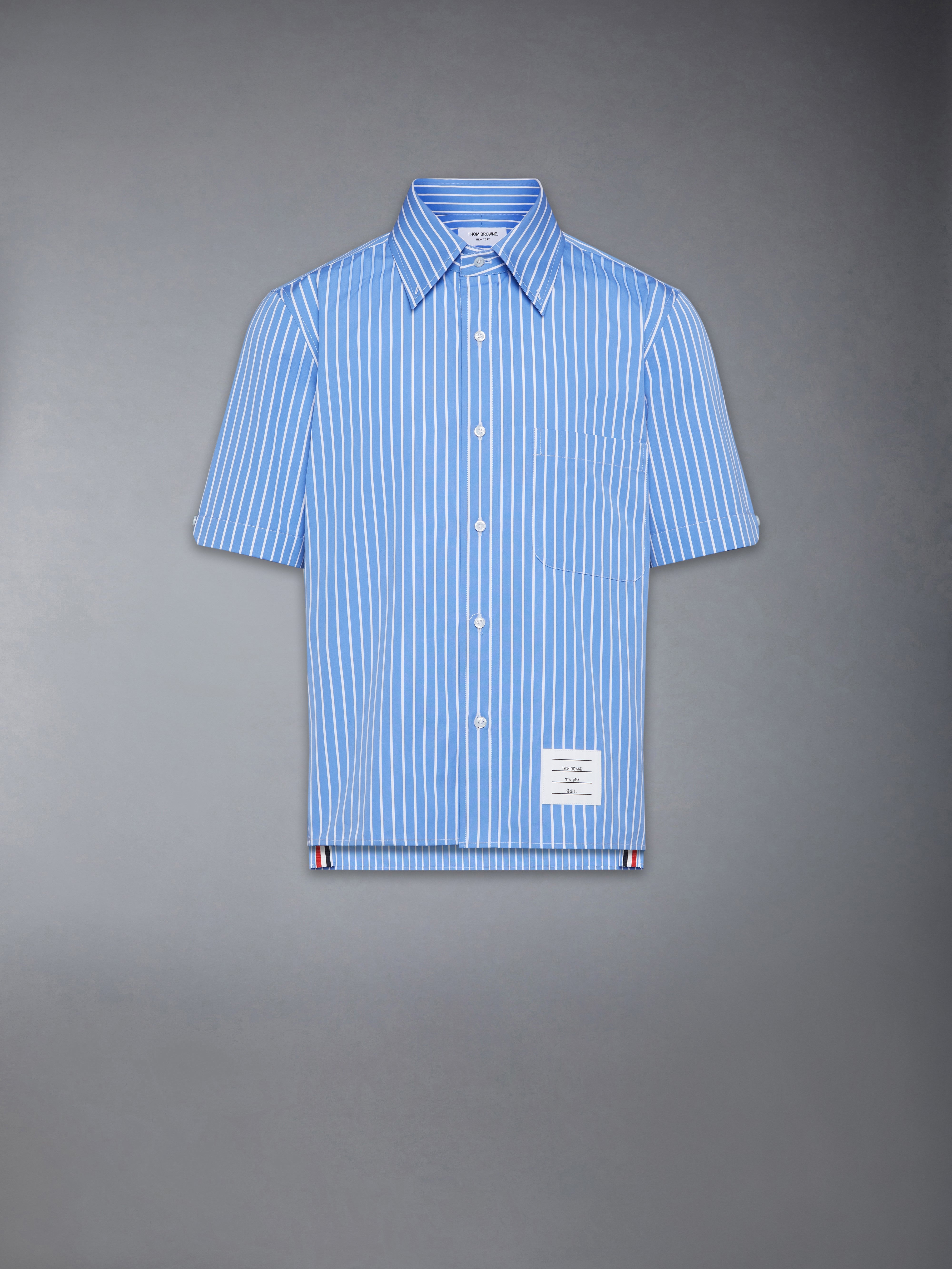 FUNMIX ARMBAND PINSTRIPE POPLIN SHORT SLEEVE SHIRT - 8