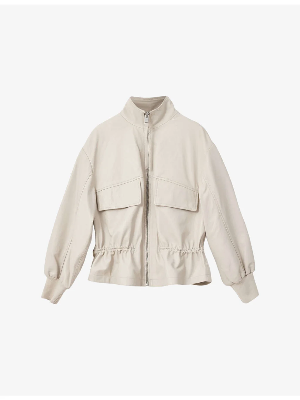 Flor Funnel-Neck Leather Jacket - 1