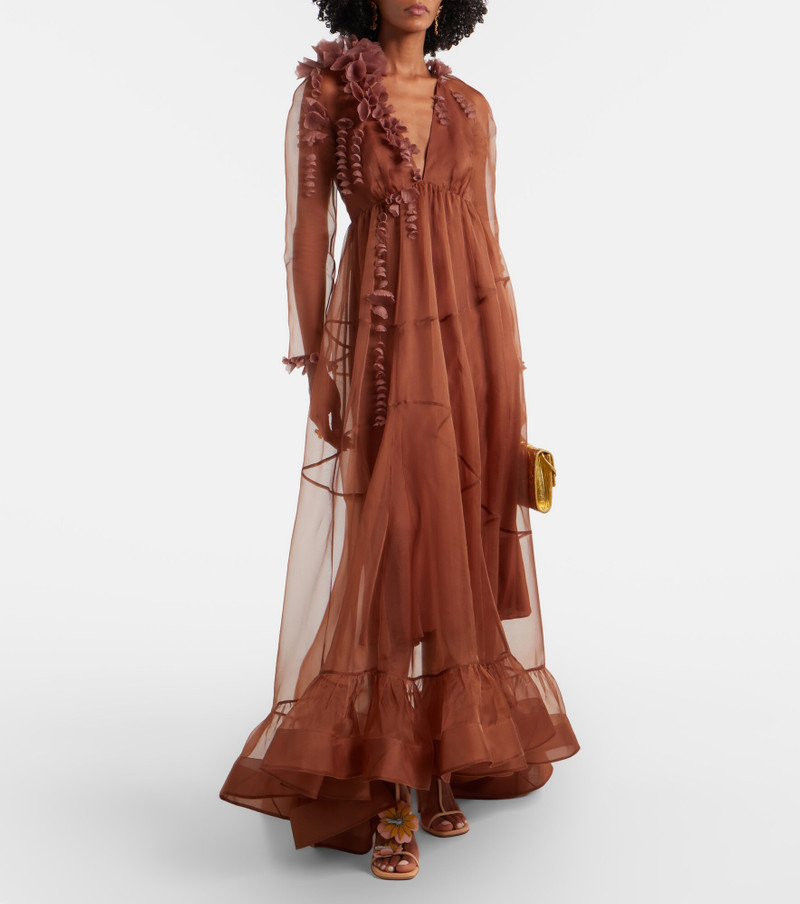 Zimmermann Como floral-appliqué silk maxi dress outlook