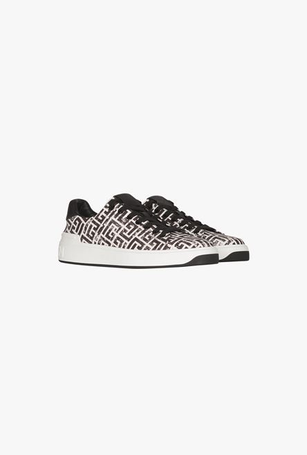 White and black monogram canvas B-Court sneakers - 2