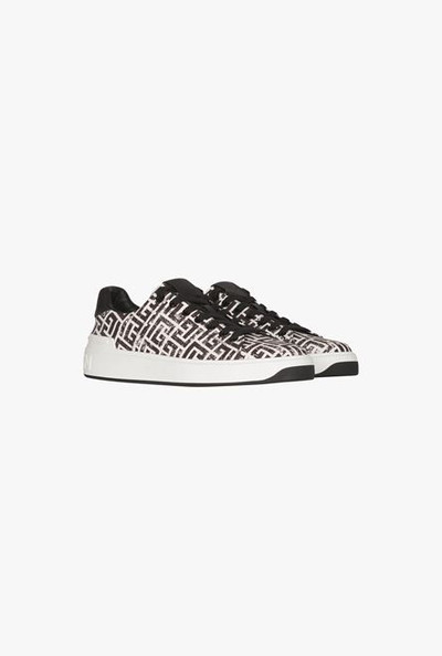 Balmain White and black monogram canvas B-Court sneakers outlook