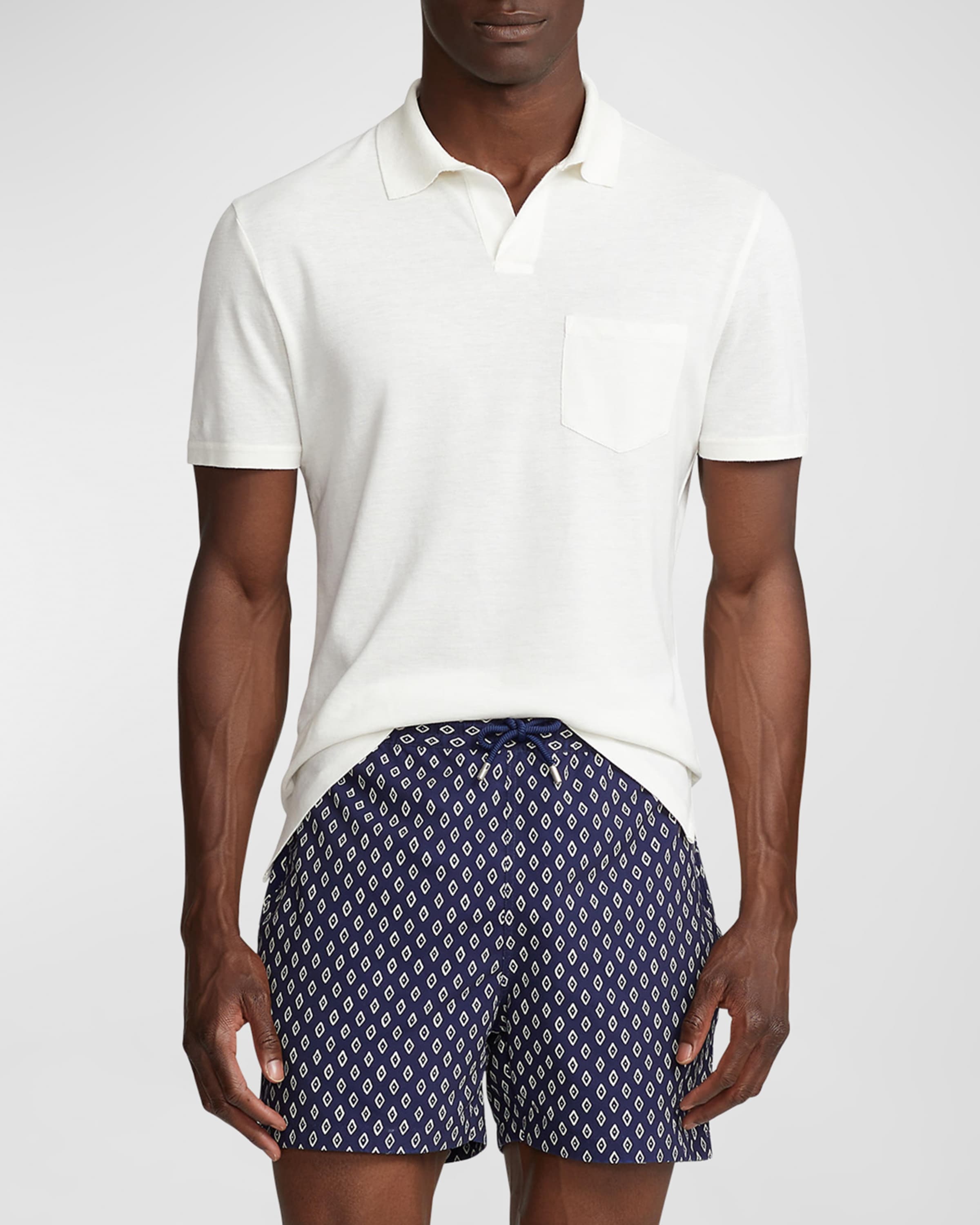 Men's Slim-Fit Cotton Silk Linen-Blend Polo Shirt - 2