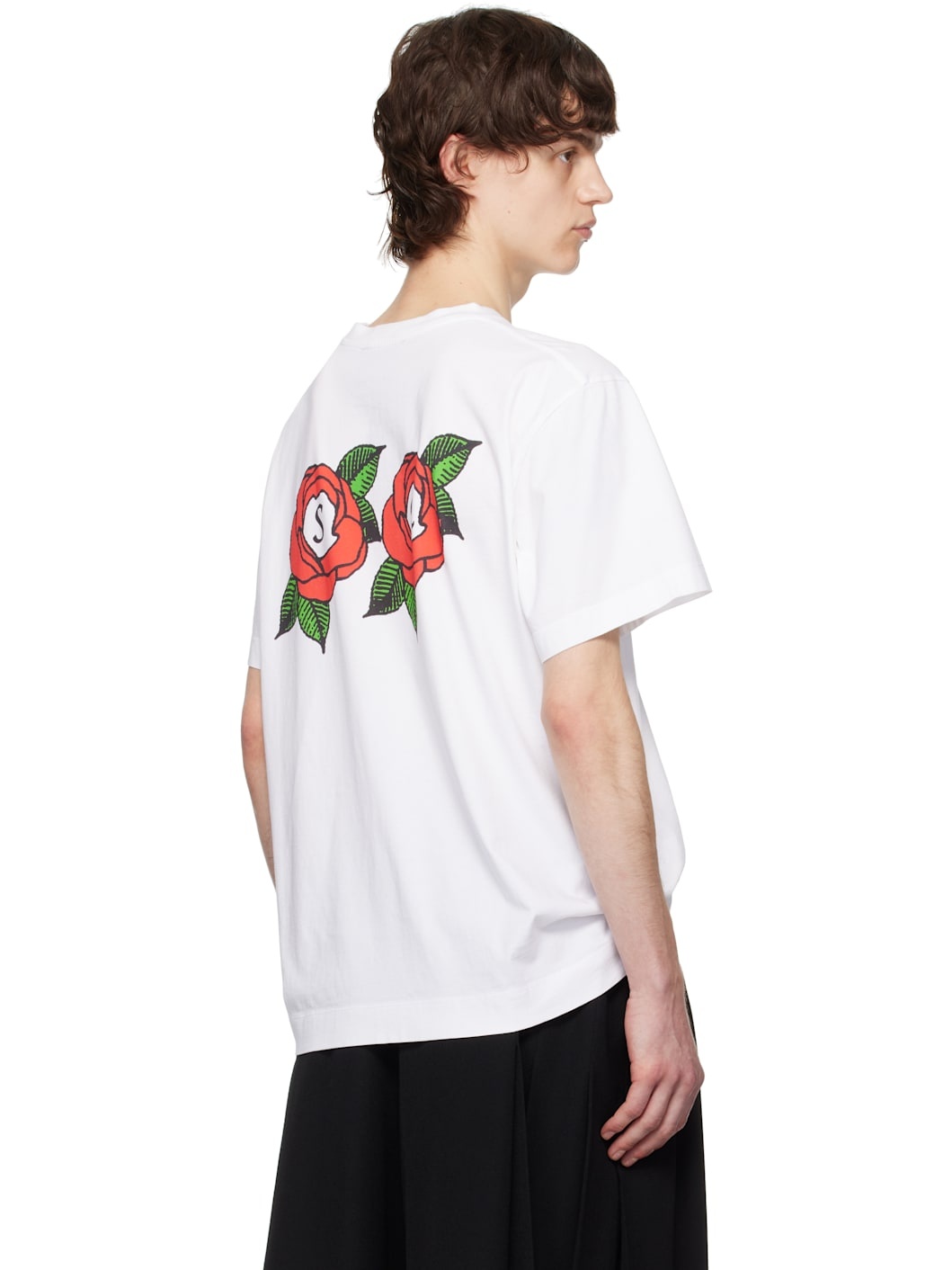 White Cluster Rose Logo Print Short Sleeve T-shirt - 3
