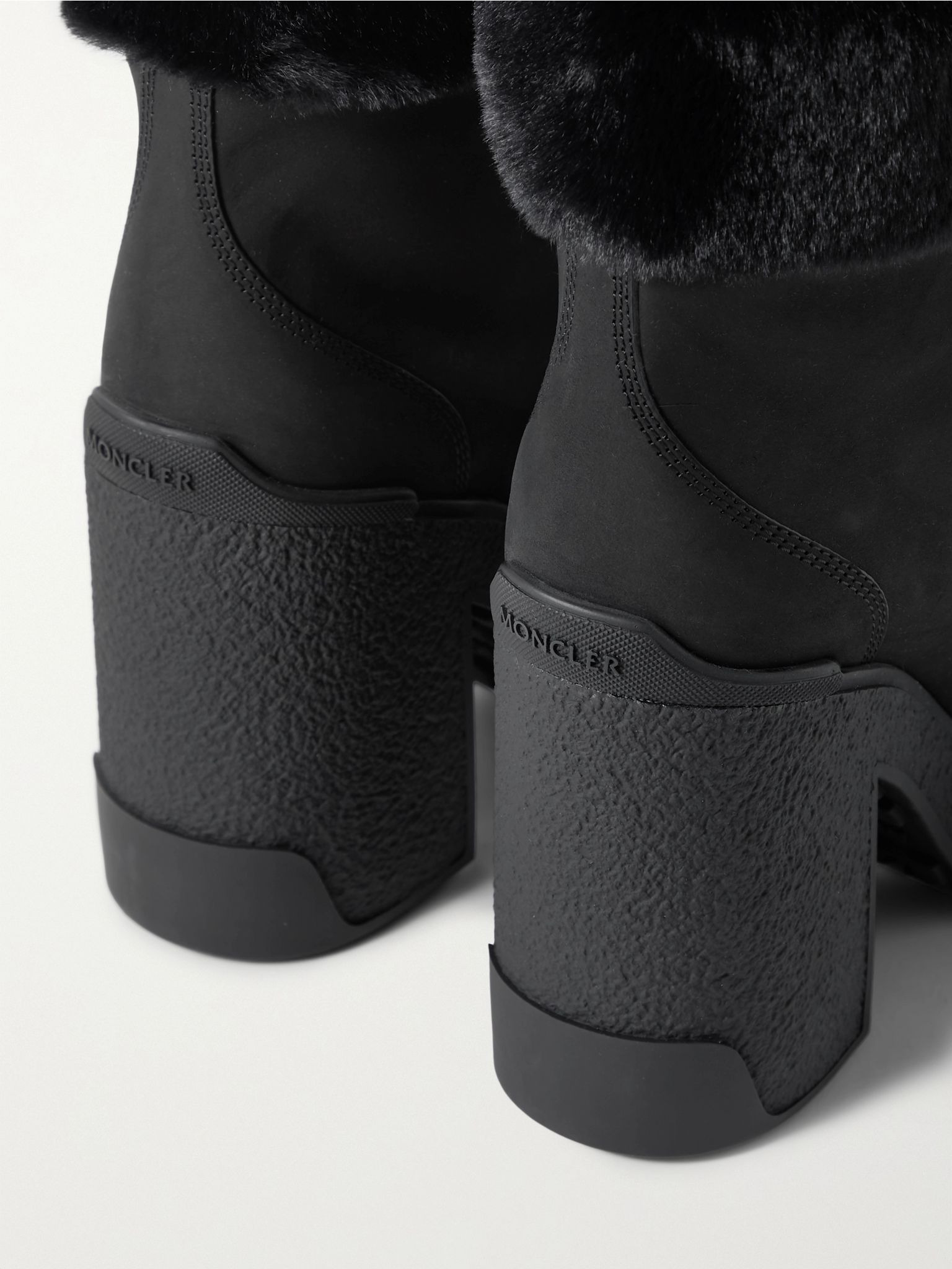 Claudia faux fur-trimmed nubuck ankle boot Black - 4