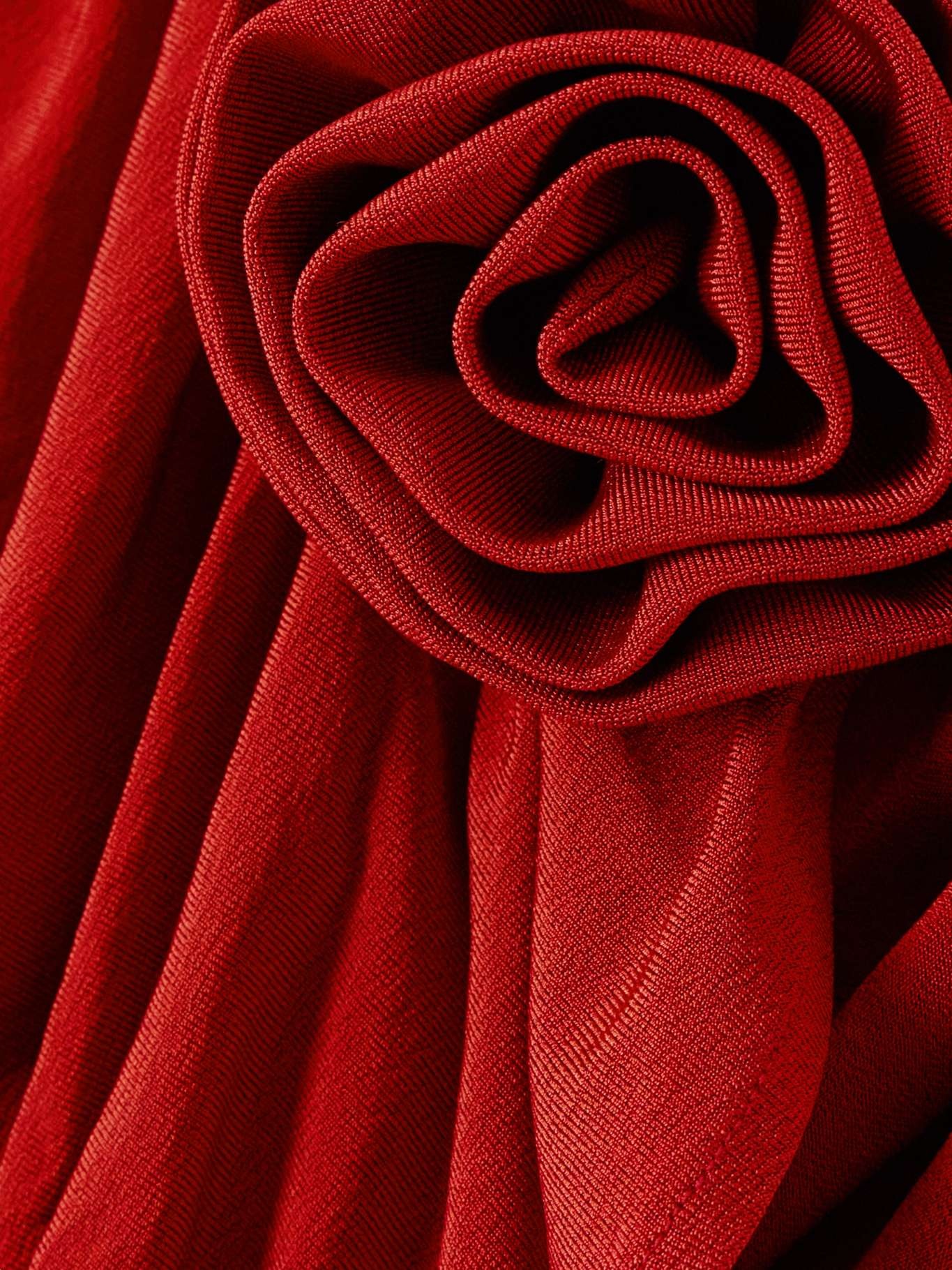 One-shoulder appliquéd ruched jersey top Red - 4