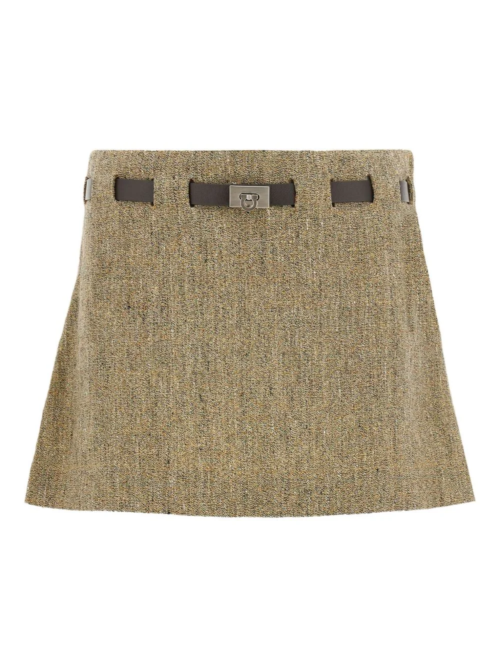 Gancini-buckle pleated mini skirt - 1