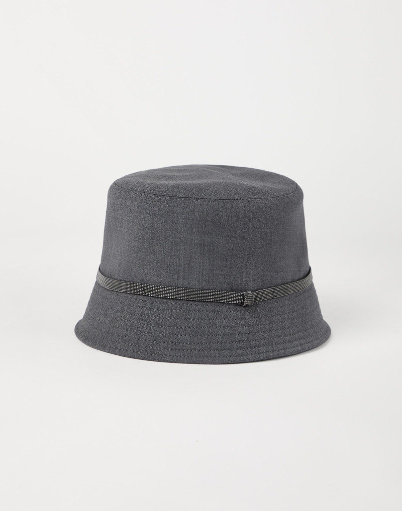 Tropical luxury wool bucket hat with shiny band 1