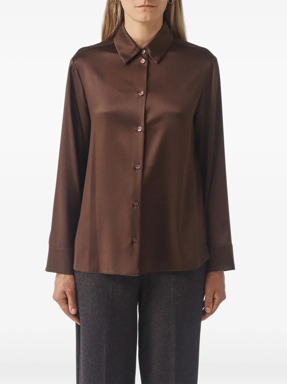 satin-finish button-up shirt - 1
