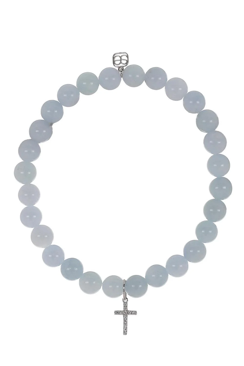 Aquamarine Cross Charm Bracelet - 1