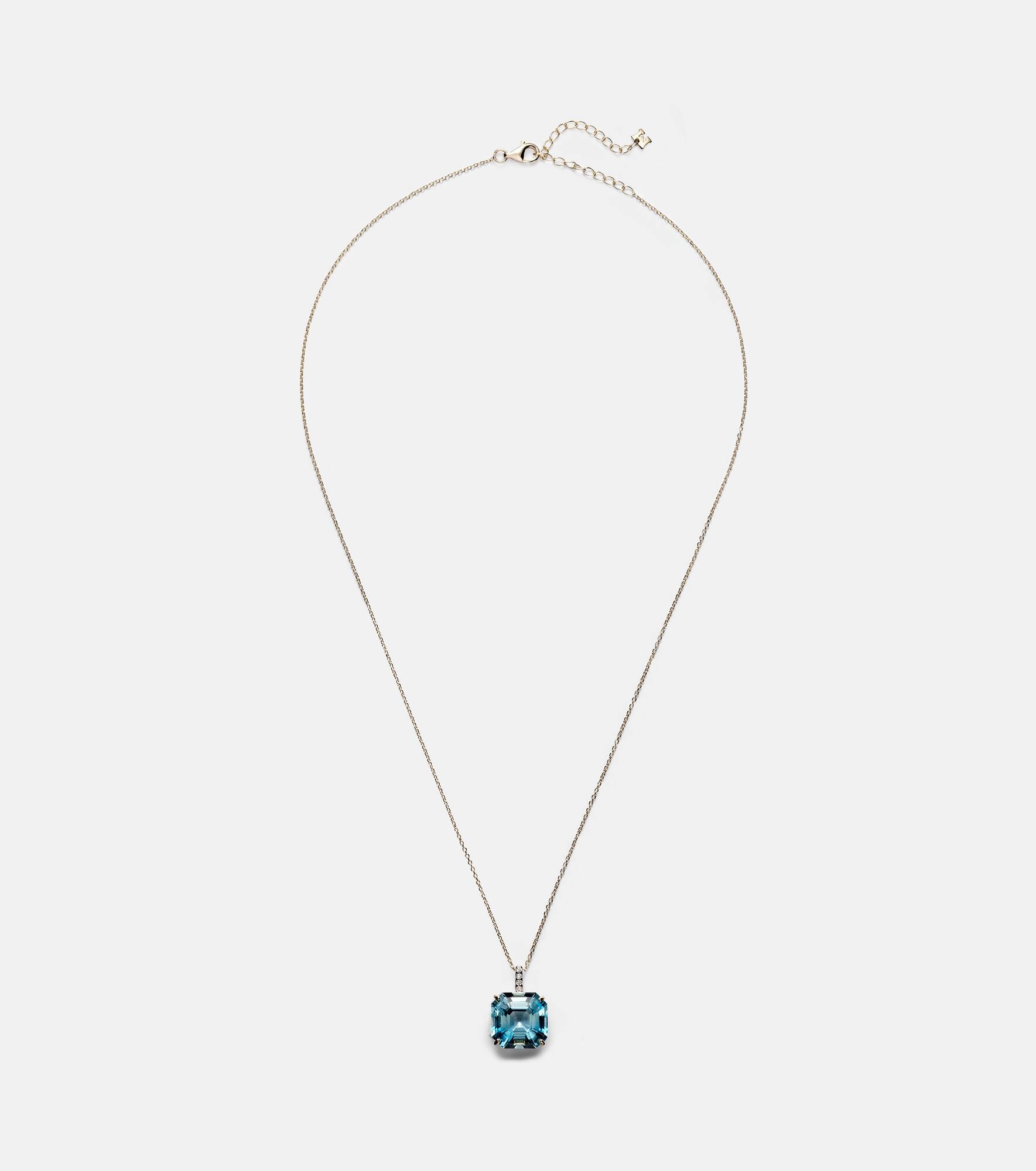 14kt gold necklace with topaz and diamonds - 1