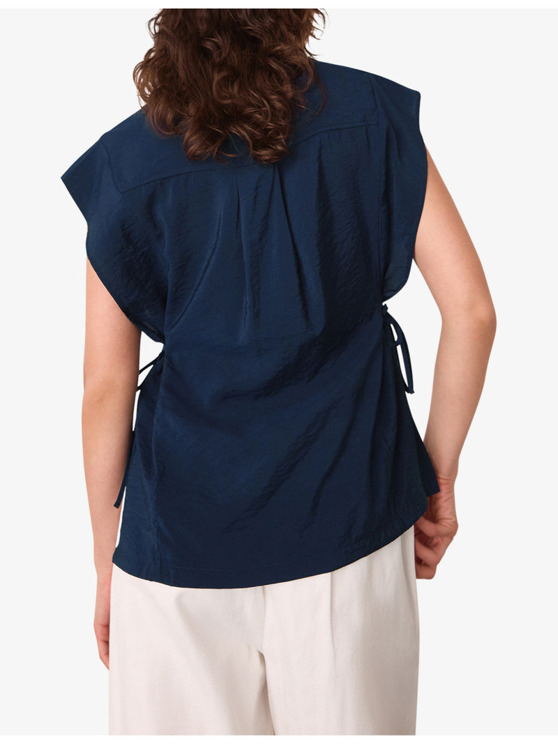 Side-Tie Button-Down Woven Shirt 4