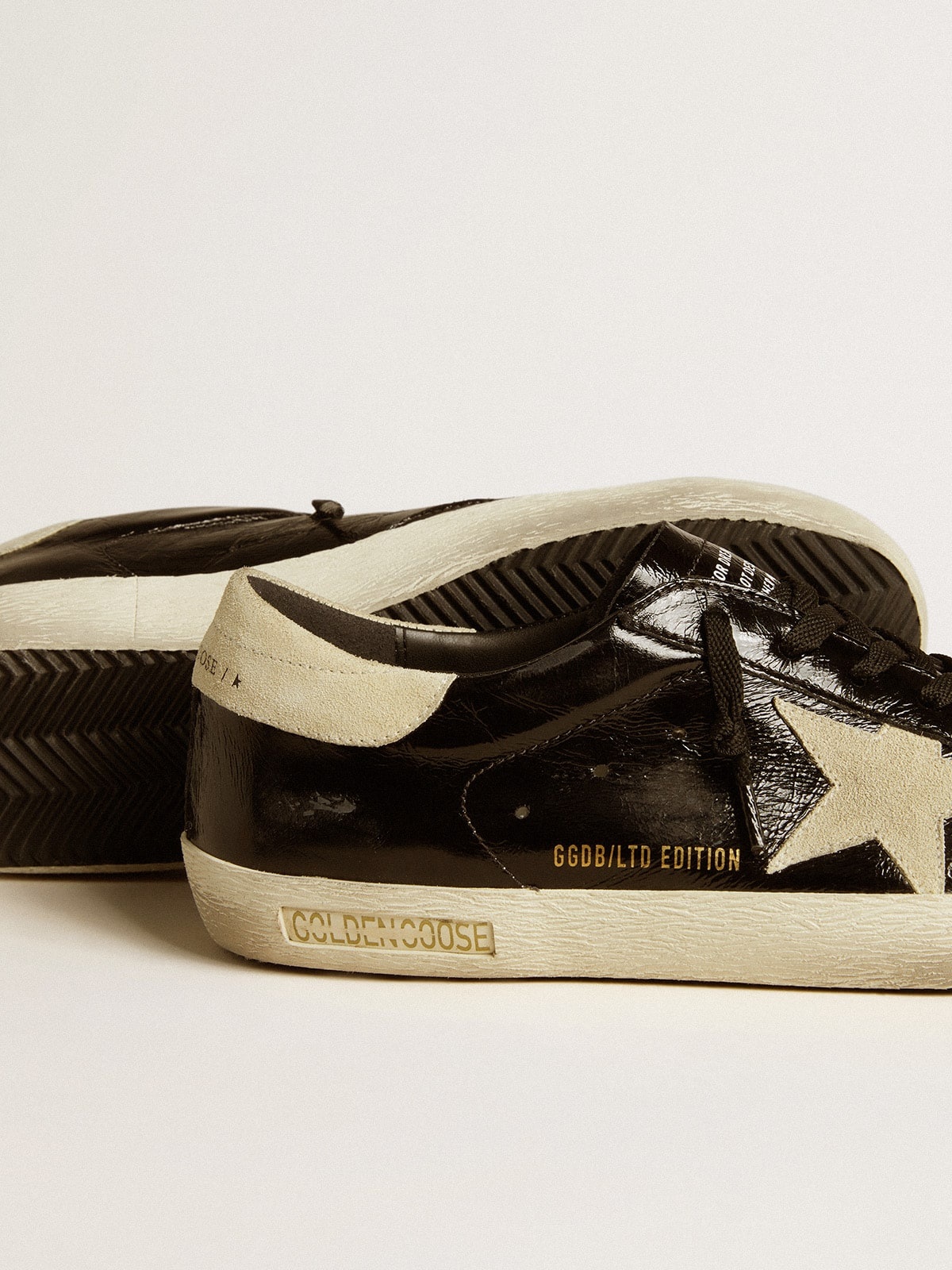 Men's Super-Star LTD in black patent leather with suede star and heel tab - 4