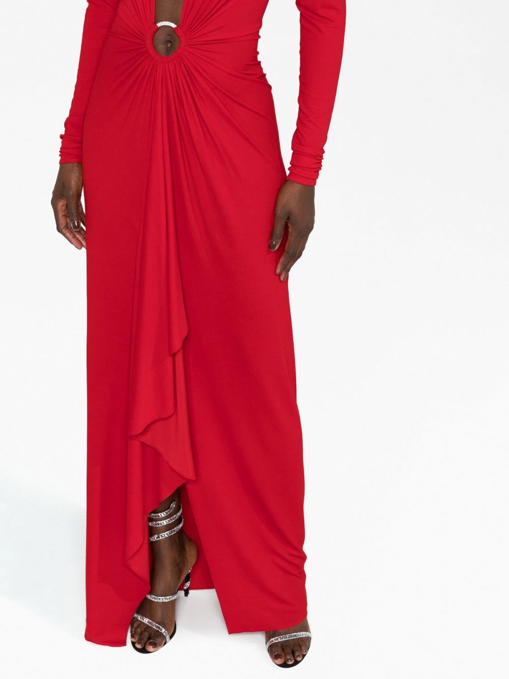 plunge-neck draped gown - 5