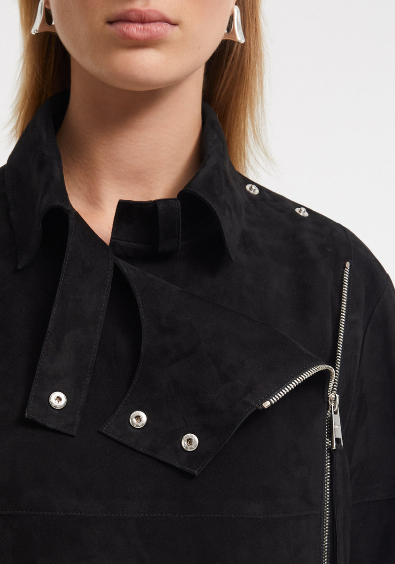 CECILE Asymmetrical zip suede jacket 4