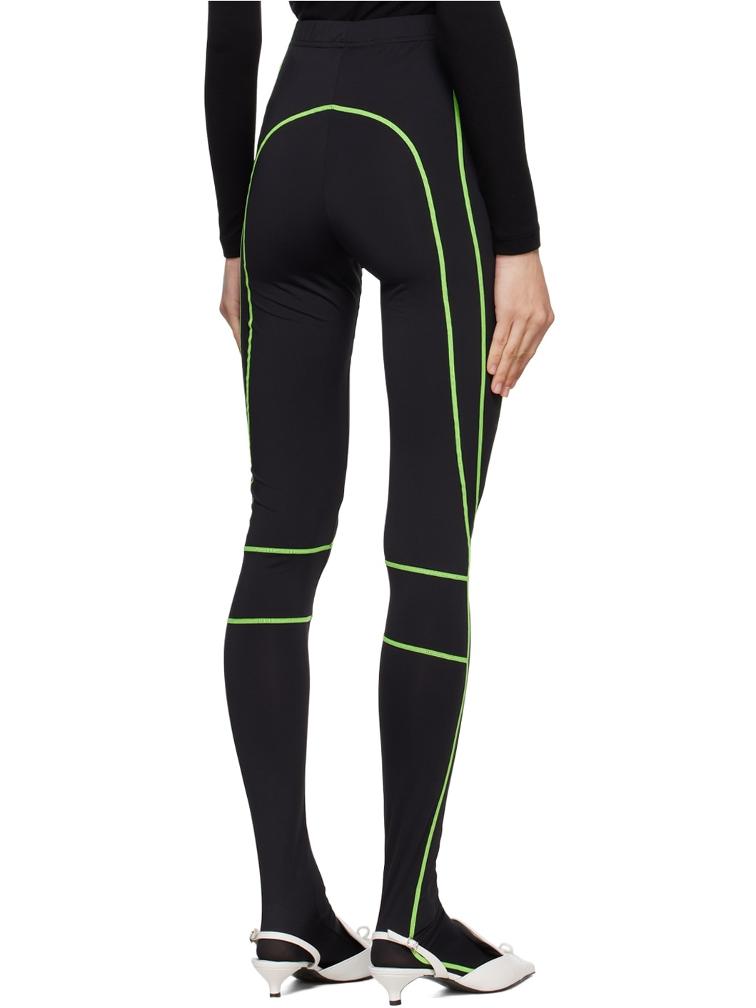 Black Contrast Stitch Leggings - 3
