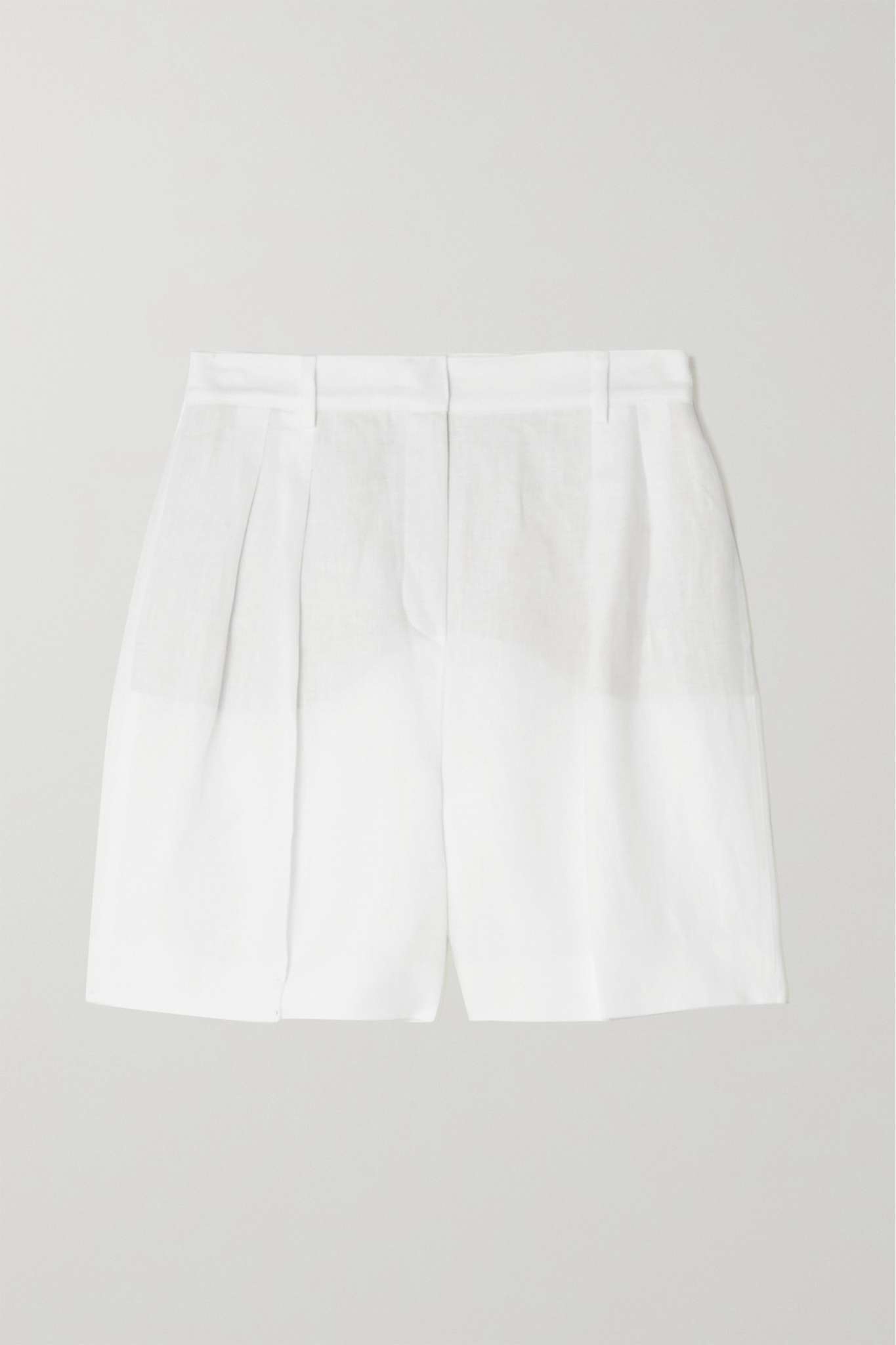 Antigua pleated linen-twill shorts - 1