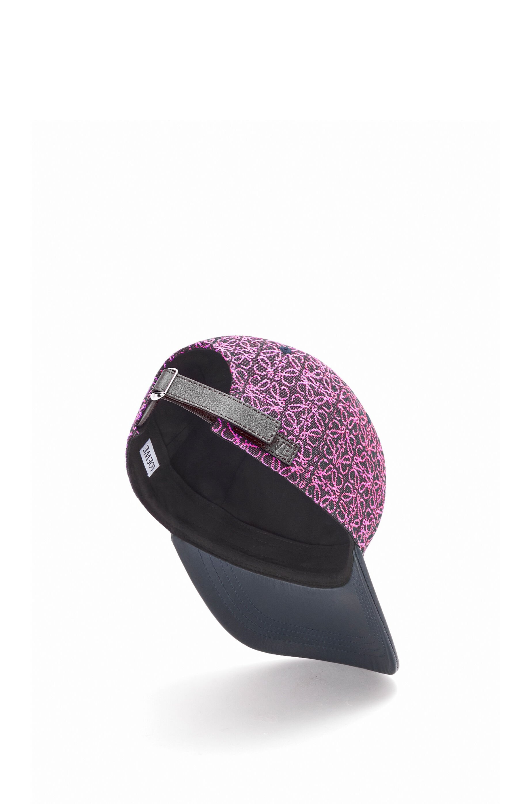 Anagram cap in jacquard and calfskin - 4