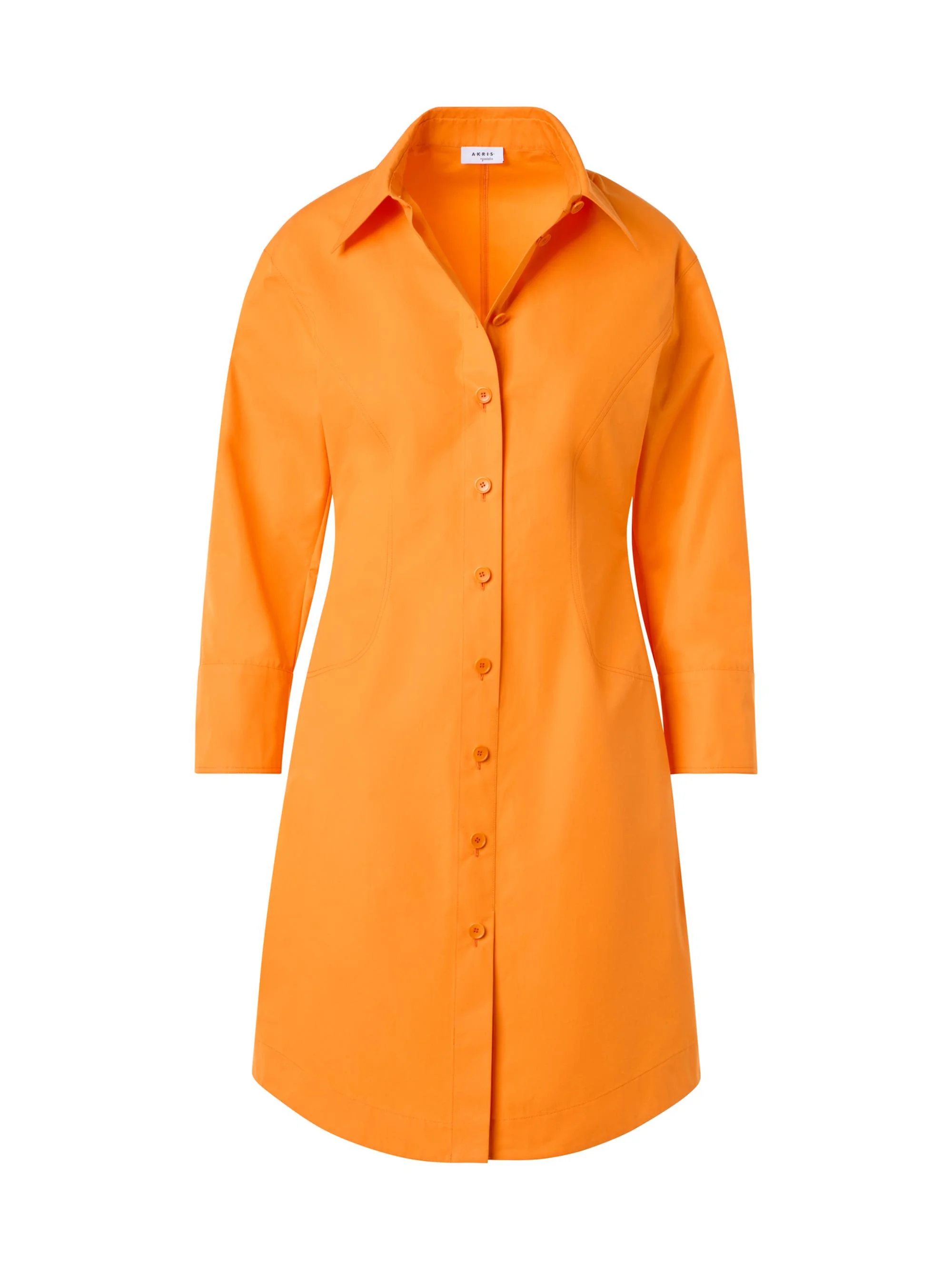Women's Cotton-Poplin Button-Front Mini-Shirtdress - Orange - 1