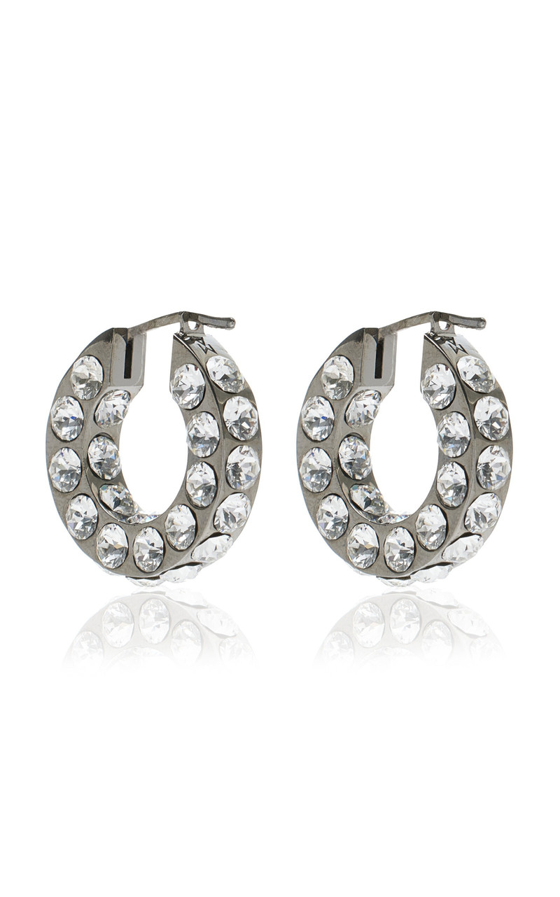 Jahleel Small Crystal-Embellished Silver-Tone Hoop Earrings silver 3