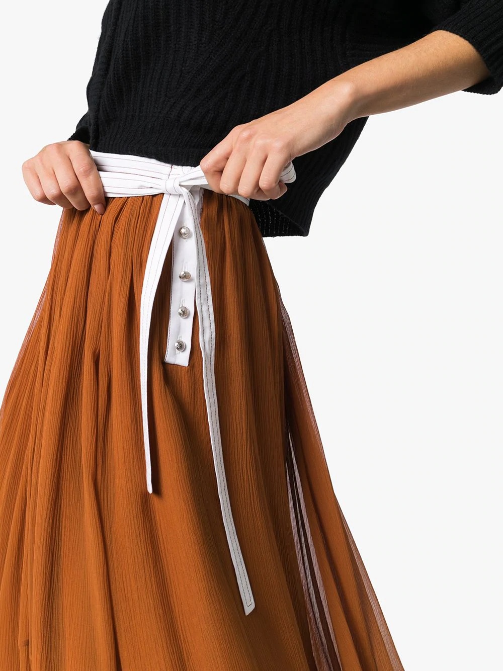 silk-mousseline midi skirt - 5