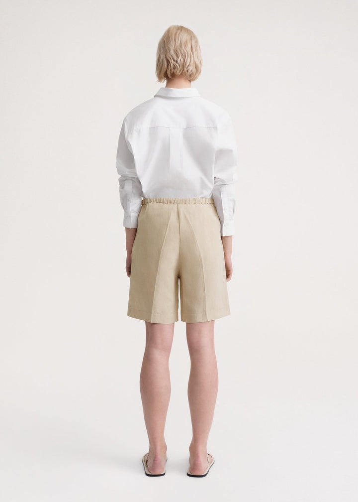 Press-Creased drawstring shorts overcast beige - 4