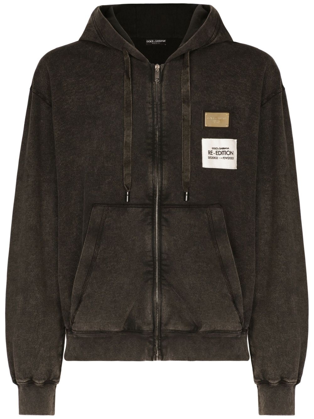 logo-patch zipped cardigan - 1