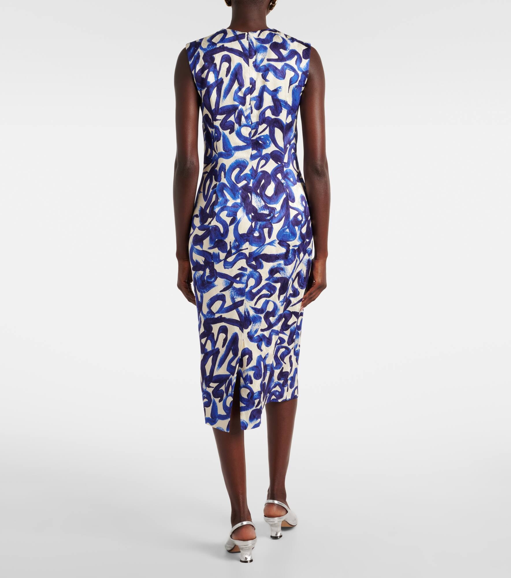 Printed jacquard midi dress - 3