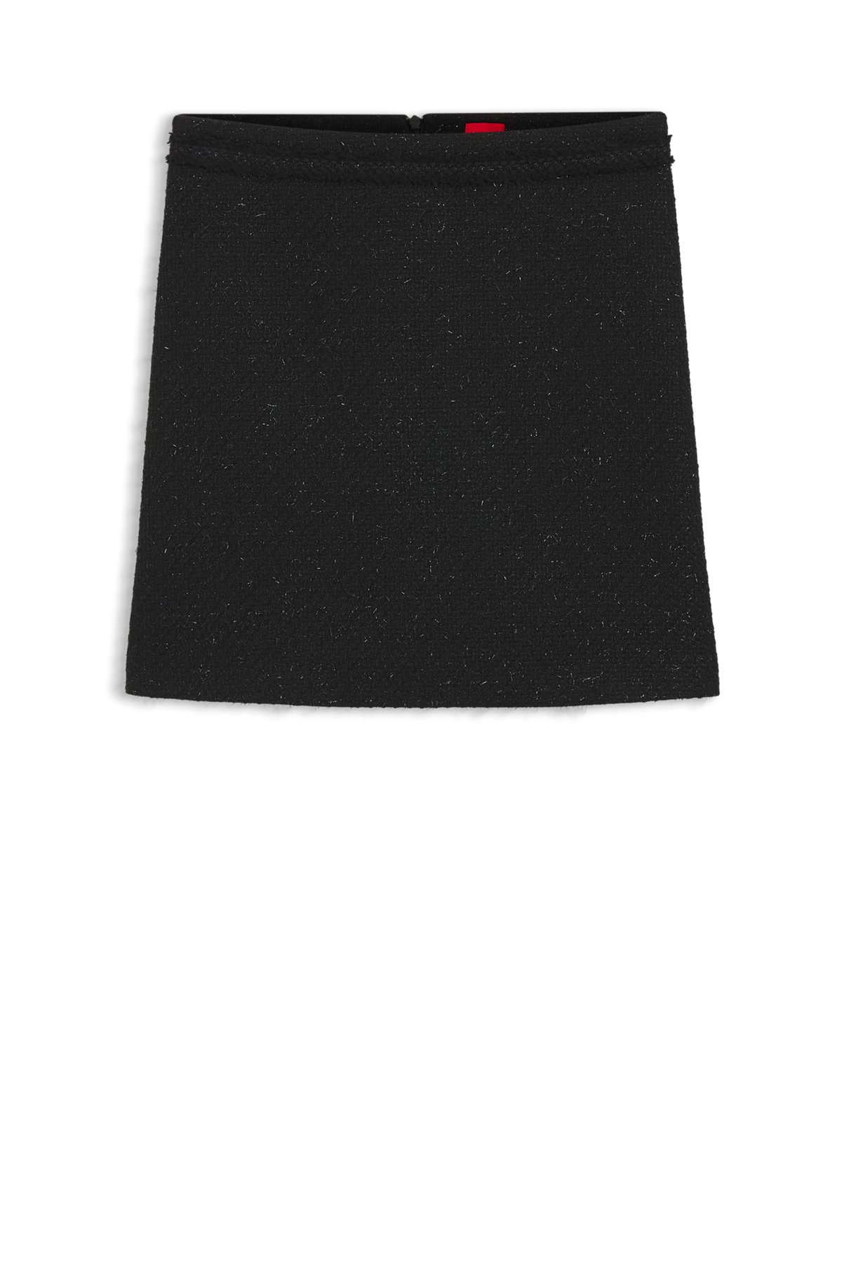 SPARKLING BOUCLÉ MINI SKIRT WITH CHAIN-TAPE TRIM - 1