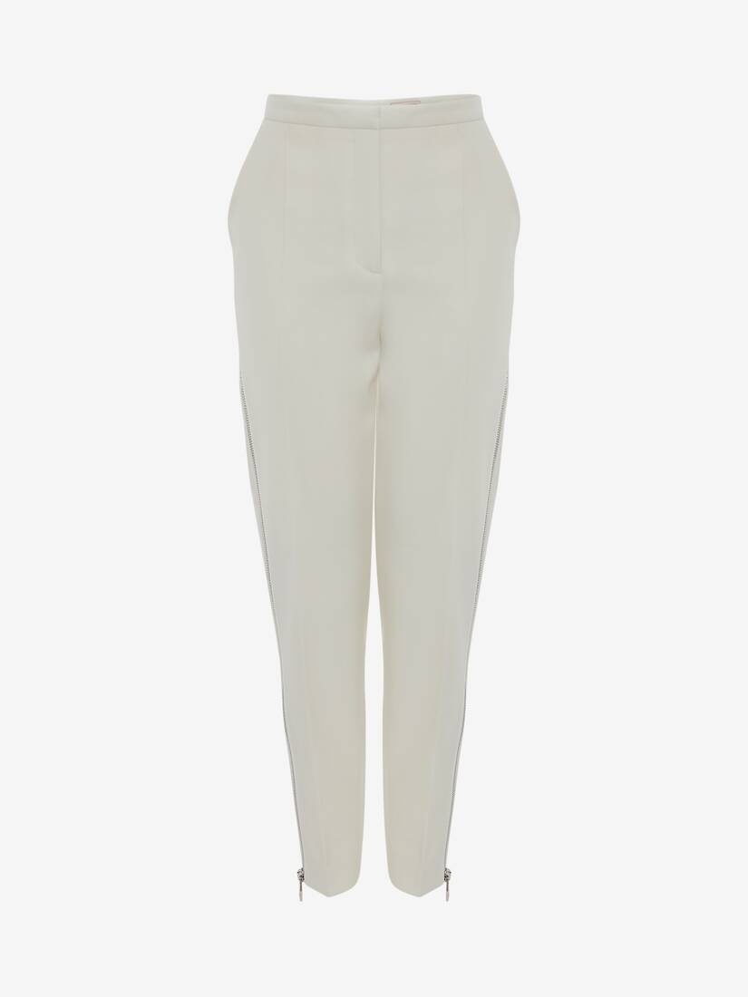Wool Zip Trouser in Bone - 1