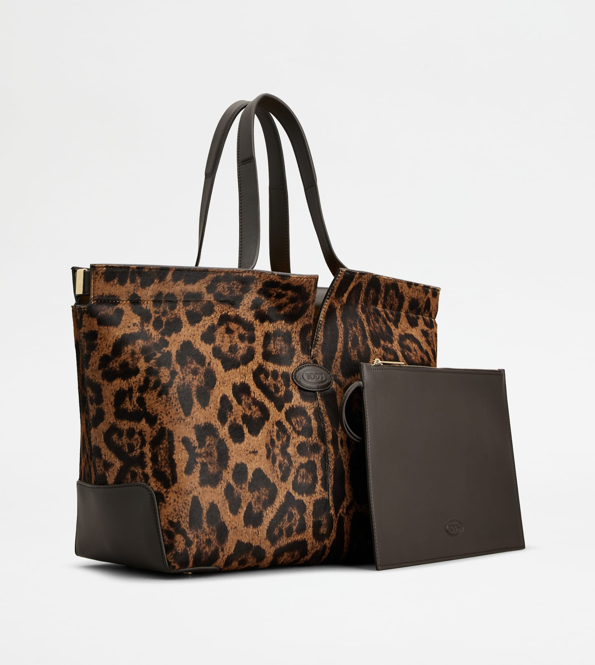 TOD'S DI BAG FOLIO IN PONY EFFECT LEATHER MEDIUM-SMALL - BROWN - 3