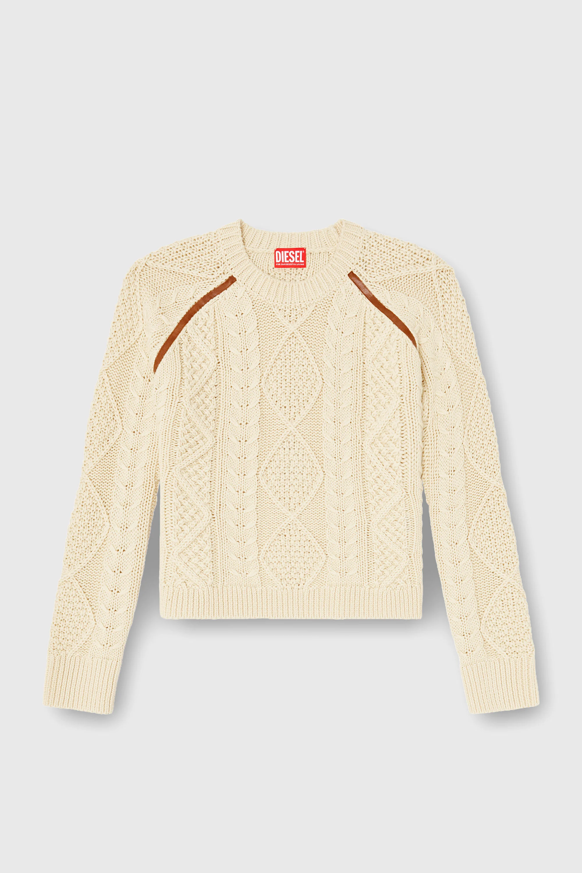 CABLE-KNIT JUMPER WITH CONTRAST BANDS - 1