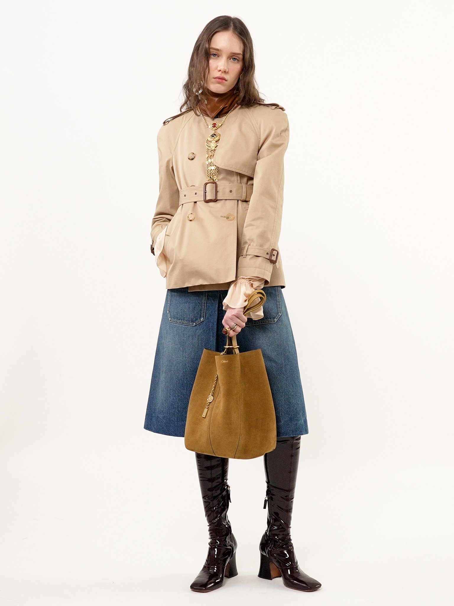 CHLOÉ SPIN TOTE BAG IN SUEDE LEATHER - 4