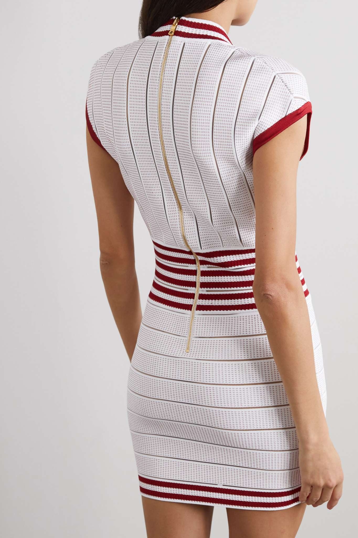 Striped metallic knitted mini dress - 3