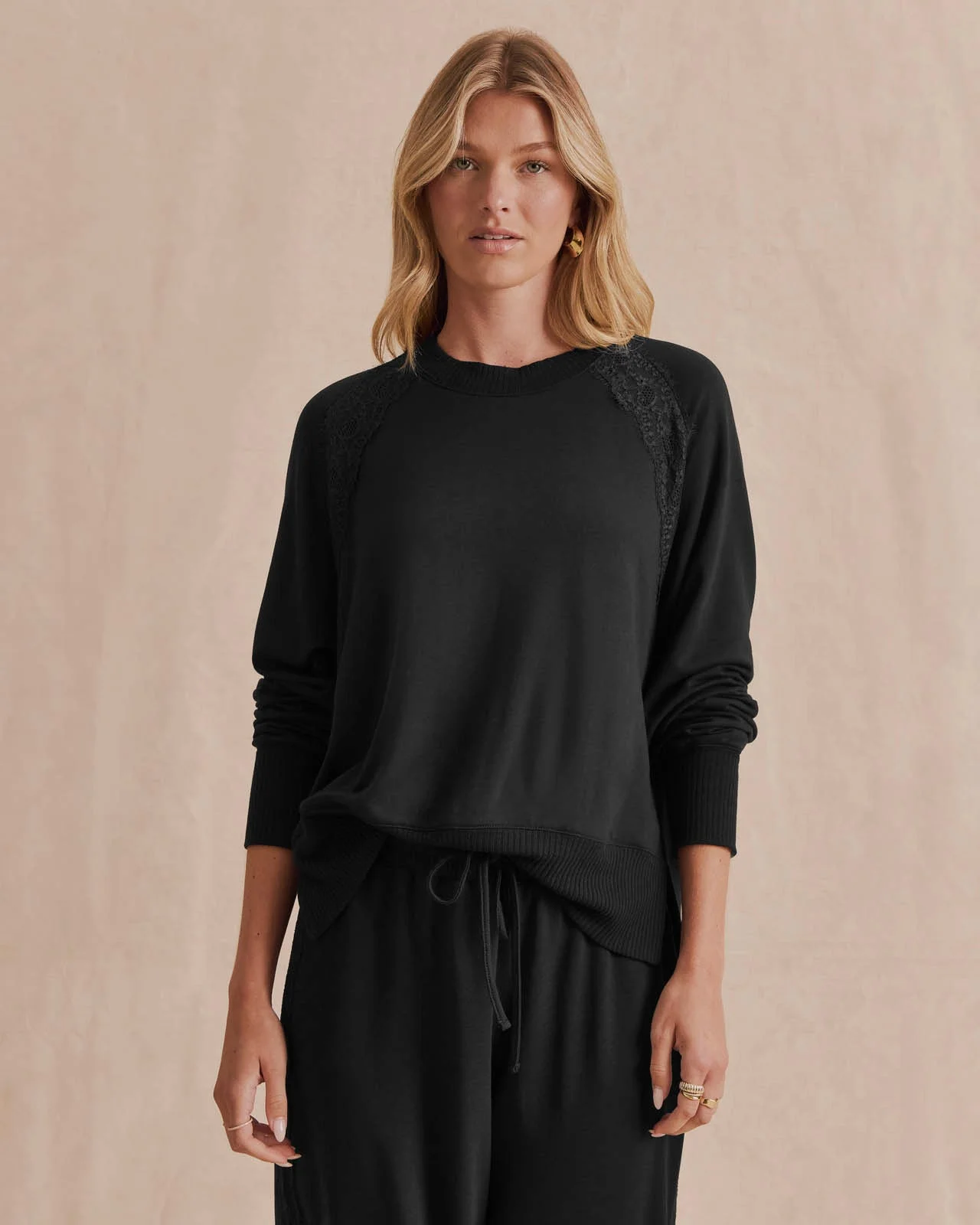 Supersoft Lace Trim Crewneck - 1
