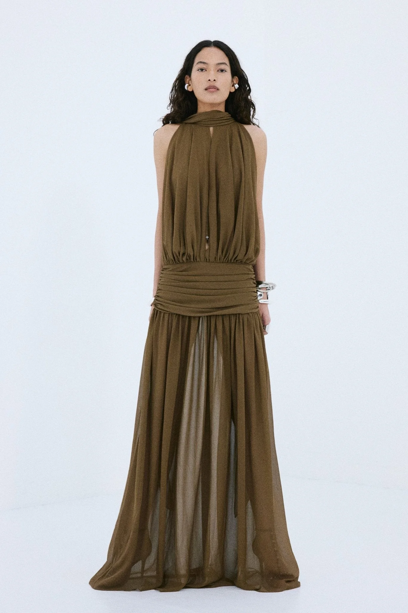 CRUZ MAXI DRESS IN TAUPE CHIFFON - 1