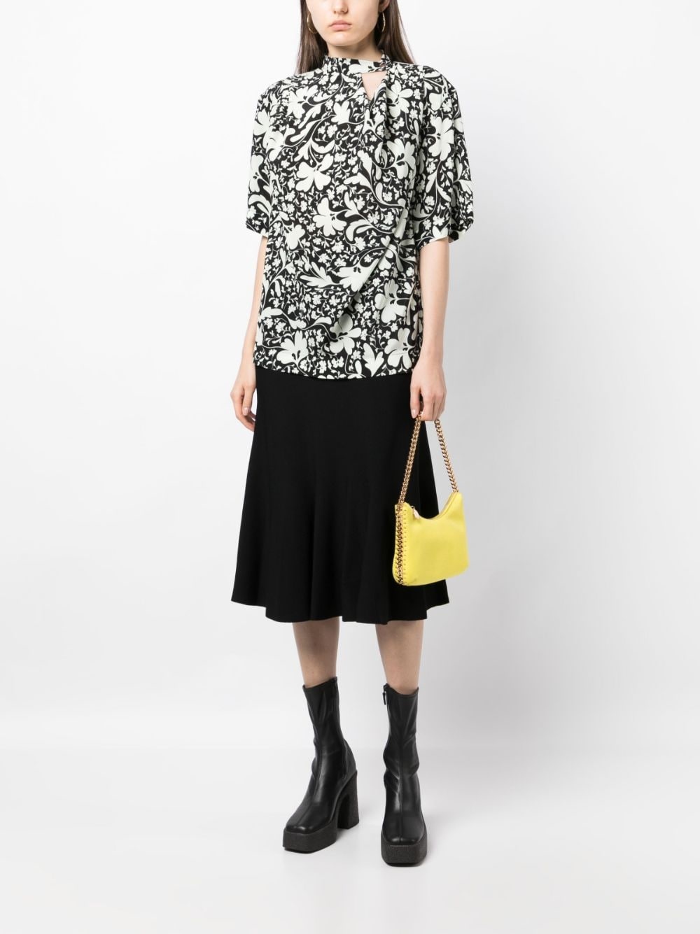 floral-print silk blouse - 2