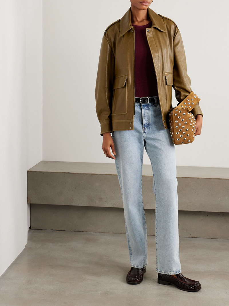NOUR HAMMOUR Drey textured-leather jacket Army green outlook