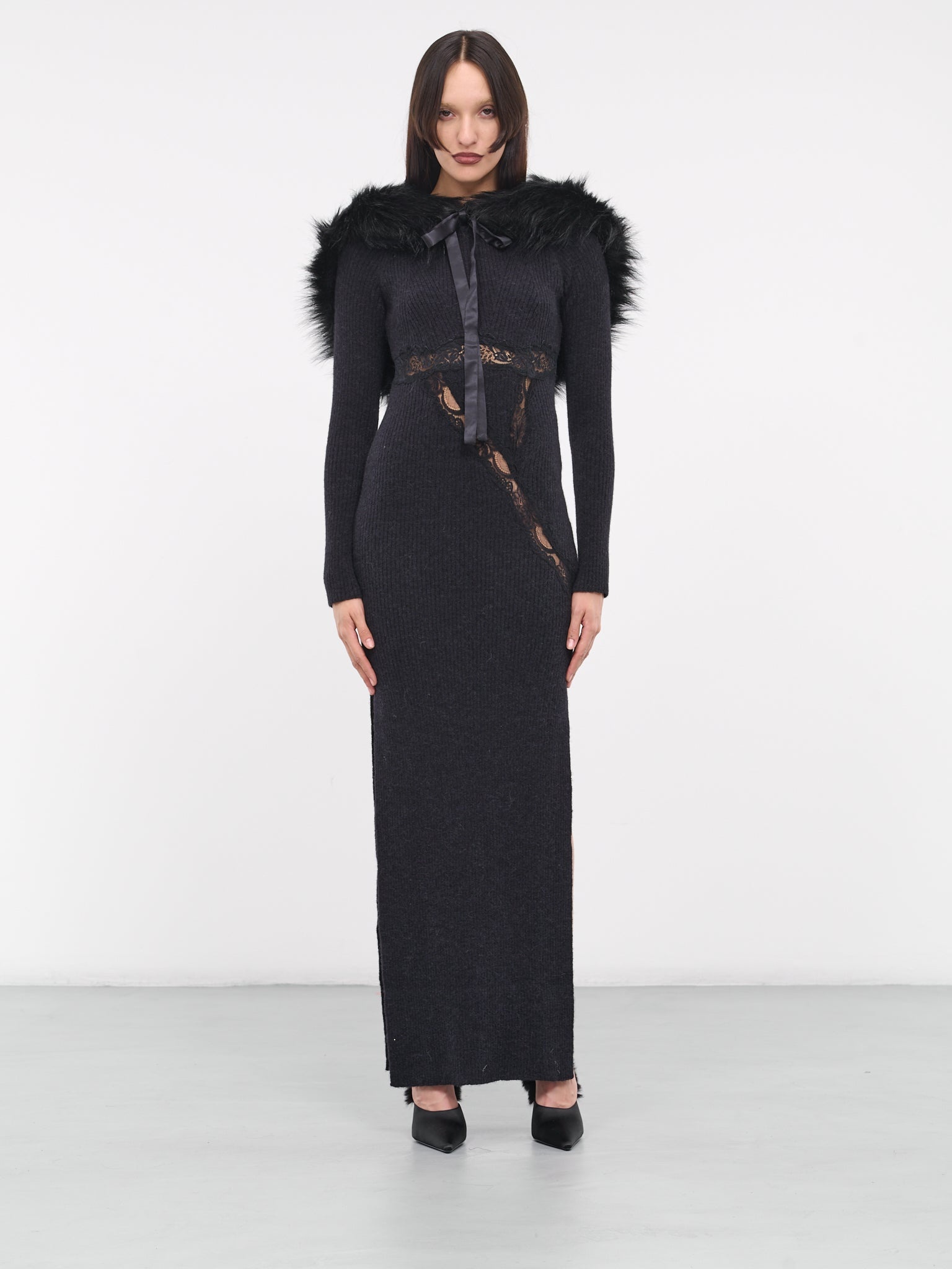 Lace Rib-Knit Dress - 6
